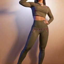 WOMENS ACTIVEWEAR CLAUDIA RIBBED ACTIVE SET-OLIVE 15 WOMENS ACTIVEWEAR CLAUDIA RIBBED ACTIVE SET-OLIVE