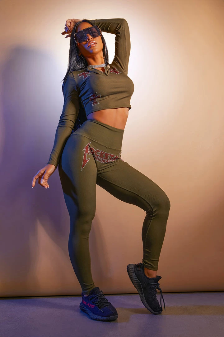 WOMENS ACTIVEWEAR CLAUDIA RIBBED ACTIVE SET-OLIVE 5 WOMENS ACTIVEWEAR CLAUDIA RIBBED ACTIVE SET-OLIVE