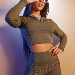 WOMENS ACTIVEWEAR CLAUDIA RIBBED ACTIVE SET-OLIVE 18 WOMENS ACTIVEWEAR CLAUDIA RIBBED ACTIVE SET-OLIVE