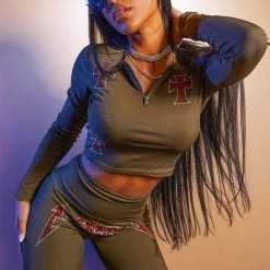 WOMENS ACTIVEWEAR CLAUDIA RIBBED ACTIVE SET-OLIVE 19 WOMENS ACTIVEWEAR CLAUDIA RIBBED ACTIVE SET-OLIVE