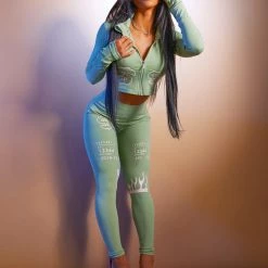 WOMENS ACTIVEWEAR BANKROLL TUMMY TUCK ACTIVE SET-GREEN Best Seller