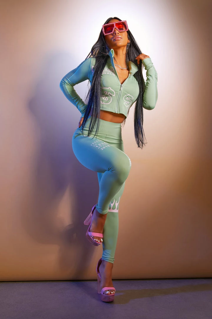 WOMENS ACTIVEWEAR BANKROLL TUMMY TUCK ACTIVE SET-GREEN Best Seller 3 WOMENS ACTIVEWEAR BANKROLL TUMMY TUCK ACTIVE SET-GREEN Best Seller