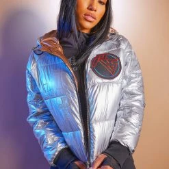 WOMENS OUTERWEAR VERGE PUFFER JACKET-SILVER