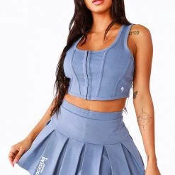 WOMENS DRESSES KATIA CORSET SKIRT SET - DENIM BLUE