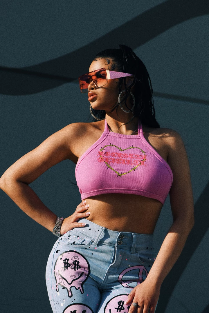 WOMENS TOPS KORI HALTER NECK TANK-PINK Best Seller 1 WOMENS TOPS KORI HALTER NECK TANK-PINK Best Seller