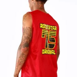 MENS TANKS RONALDO GRAPHIC PRINTED JERSEY- RED Tops
