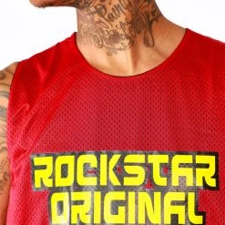 MENS TANKS RONALDO GRAPHIC PRINTED JERSEY- RED Tops