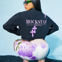 WOMENS JACKETS KINLEY DENIM JACKET-BLACK 10 WOMENS JACKETS KINLEY DENIM JACKET-BLACK