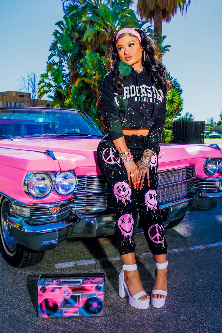 WOMENS TRACK SETS INDIA LOVE IN SMILEY OVERSIZED TRACKSET-BLACK 3 WOMENS TRACK SETS INDIA LOVE IN SMILEY OVERSIZED TRACKSET-BLACK