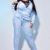 WOMENS TRACK SETS PARIS VELOUR TRACKSET-BABY BLUE