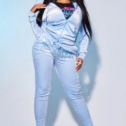 WOMENS TRACK SETS PARIS VELOUR TRACKSET-BABY BLUE