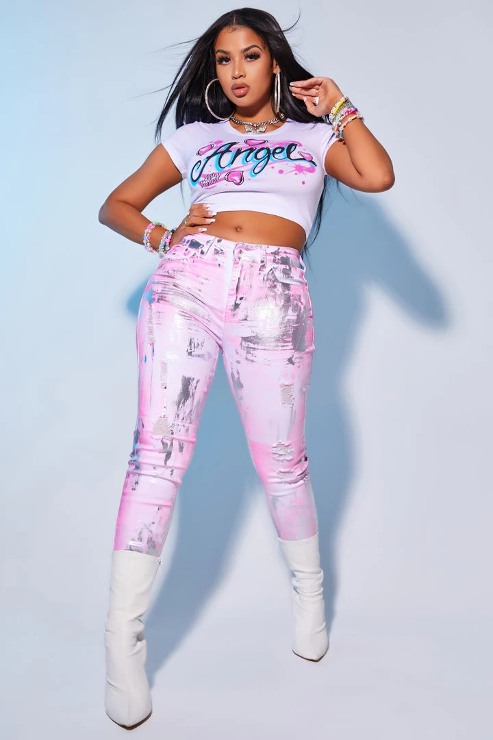 WOMENS TEES Best Seller ANGEL AIRBRUSH TEE-WHITE 5 WOMENS TEES Best Seller ANGEL AIRBRUSH TEE-WHITE