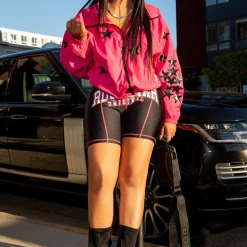 WOMENS ACTIVE SHORT SETS TURBO BIKE SHORT SET-BLACK/PINK