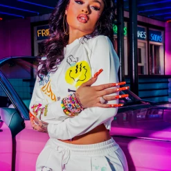 WOMENS TRACK SETS INDIA LOVE IN FINLEY TRACKSET-WHITE