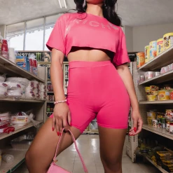 WOMENS ACTIVE SHORT SETS RICH BITCH BIKE SHORT SET-FUCHSIA 7 WOMENS ACTIVE SHORT SETS RICH BITCH BIKE SHORT SET-FUCHSIA