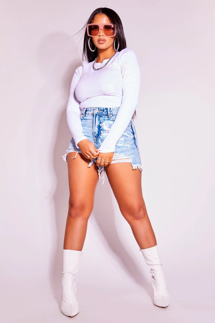 WOMENS SHORTS LOLITA HIGH WAISTED DISTRESSED SHORTS-LIGHT WASH 4 WOMENS SHORTS LOLITA HIGH WAISTED DISTRESSED SHORTS-LIGHT WASH