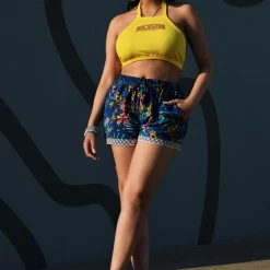 WOMENS SHORTS AYZAL CROCHET TRIM SHORT-ROYAL BLUE