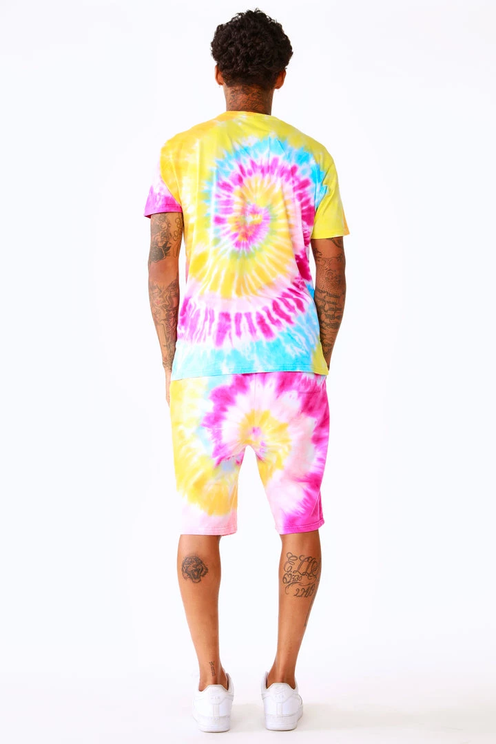 MENS SHORT SETS ZEPPLIN TIE DYE SHORT SET-ORG/PINK Track Sets 16 MENS SHORT SETS ZEPPLIN TIE DYE SHORT SET-ORG/PINK Track Sets