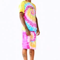 MENS SHORT SETS ZEPPLIN TIE DYE SHORT SET-ORG/PINK Track Sets 34 MENS SHORT SETS ZEPPLIN TIE DYE SHORT SET-ORG/PINK Track Sets