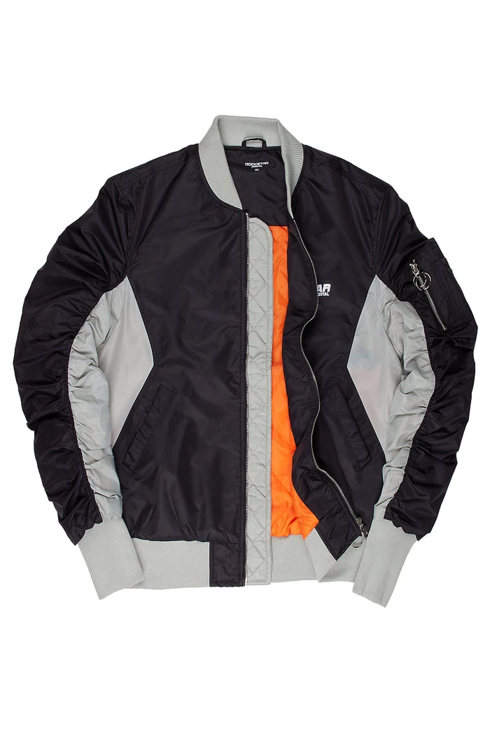 MENS JACKETS AKI BOMBER JACKET-BLACK/GREY 2 MENS JACKETS AKI BOMBER JACKET-BLACK/GREY