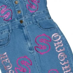 WOMENS DRESSES ALANIS DENIM MINI DRESS-MED.WASH