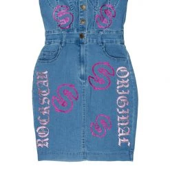 WOMENS DRESSES ALANIS DENIM MINI DRESS-MED.WASH