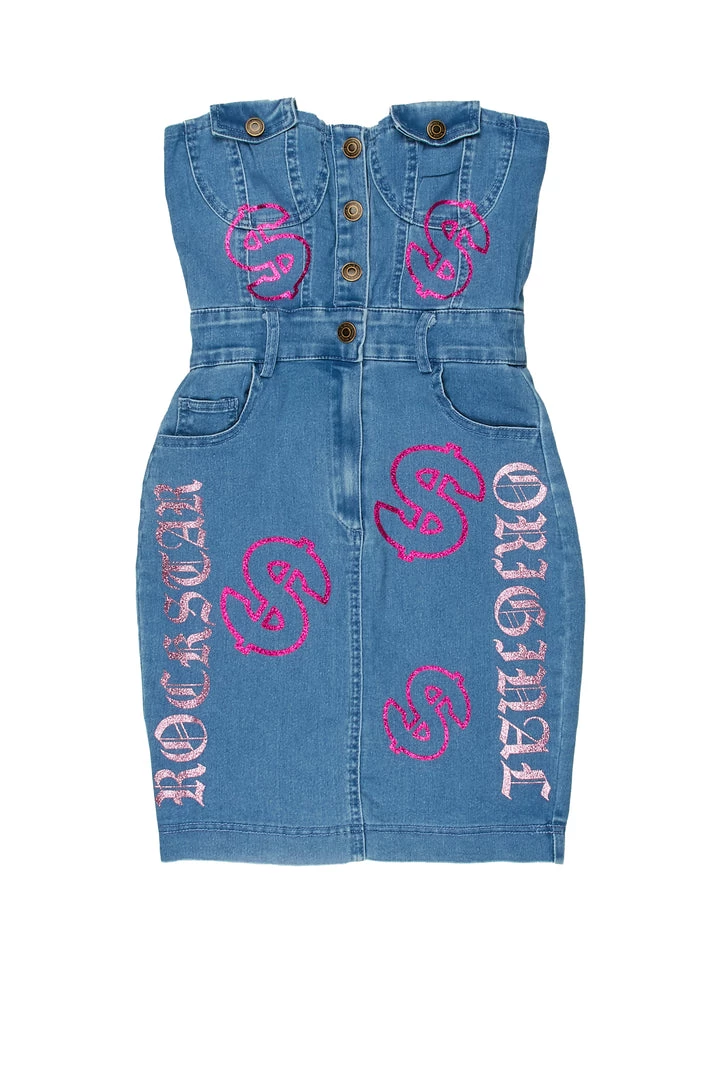 WOMENS DRESSES ALANIS DENIM MINI DRESS-MED.WASH 1 WOMENS DRESSES ALANIS DENIM MINI DRESS-MED.WASH