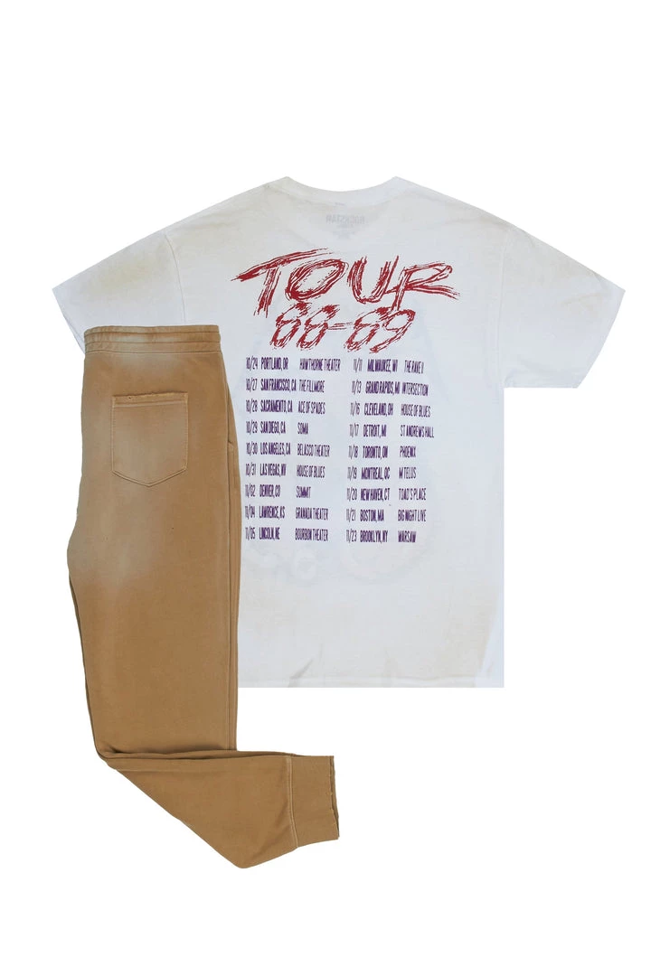 MENS TRACK SETS ANGUS T-SHIRT/JOGGER SET-BEIGE 4 MENS TRACK SETS ANGUS T-SHIRT/JOGGER SET-BEIGE