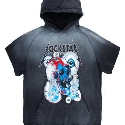 MENS HOODIES & SWEATSHIRTS ANGUS SHORT SLEEVE HOODIE-BLACK