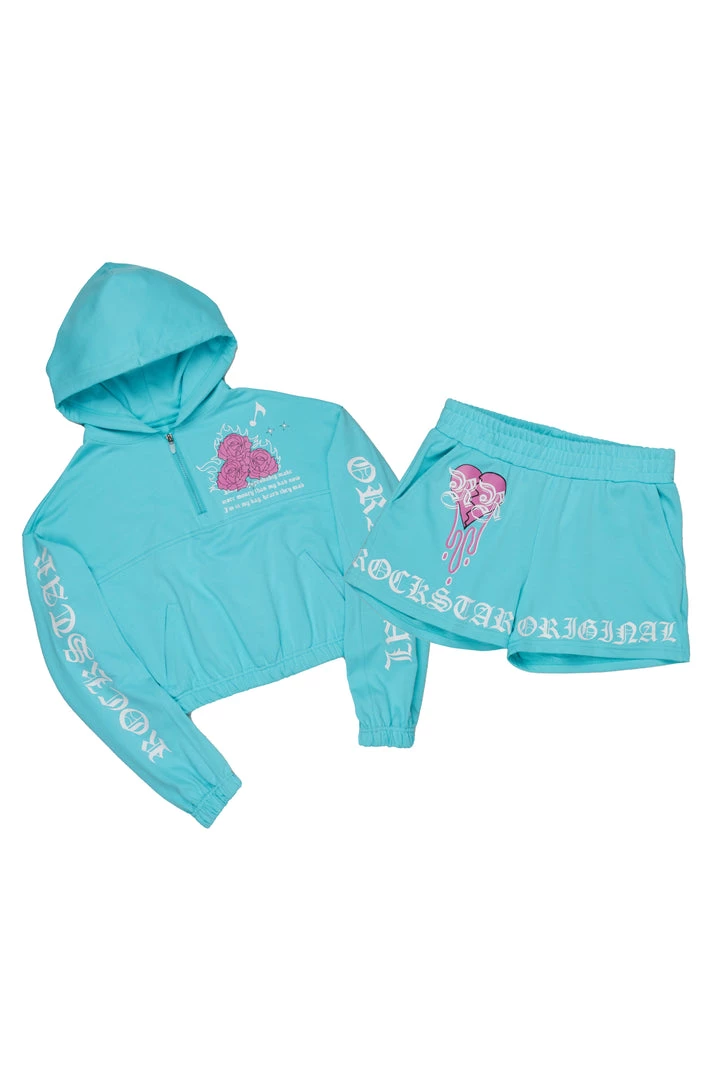 WOMENS SHORT SETS ANNETTE SHORT SET-TURQUOISE 1 WOMENS SHORT SETS ANNETTE SHORT SET-TURQUOISE
