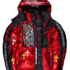 MENS OUTERWEAR Jackets & Outerwear ARNAV PATCHWORK PUFFER JACKET-RED