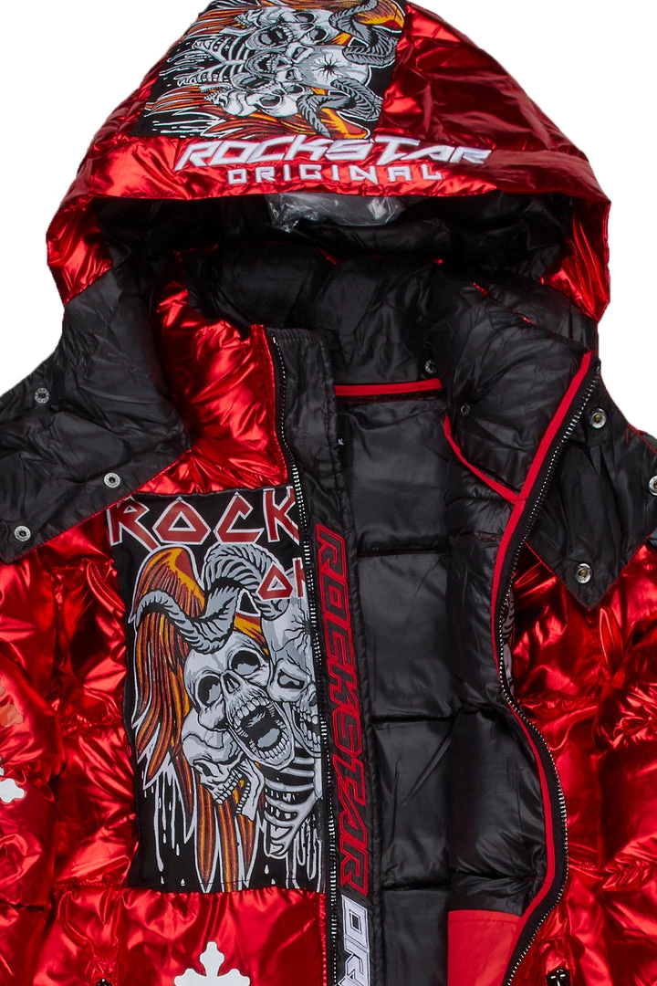 MENS OUTERWEAR Jackets & Outerwear ARNAV PATCHWORK PUFFER JACKET-RED 3 MENS OUTERWEAR Jackets & Outerwear ARNAV PATCHWORK PUFFER JACKET-RED