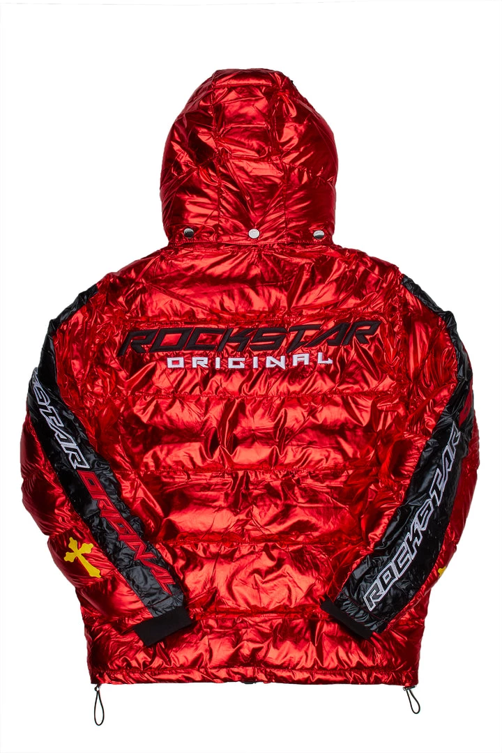 MENS OUTERWEAR Jackets & Outerwear ARNAV PATCHWORK PUFFER JACKET-RED 4 MENS OUTERWEAR Jackets & Outerwear ARNAV PATCHWORK PUFFER JACKET-RED