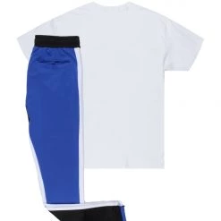 MENS TRACK SETS DRAX T-SHIRT/TRACK PANT SET-WHITE/BLUE