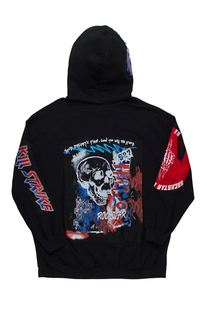 MENS HOODIES & SWEATSHIRTS BASSEL PATCHWORK HOODIE-BLACK Tops 3 MENS HOODIES & SWEATSHIRTS BASSEL PATCHWORK HOODIE-BLACK Tops