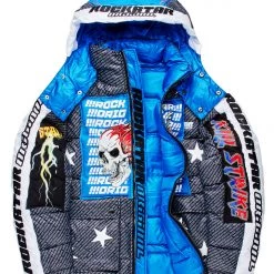 MENS OUTERWEAR BERGEN GRAPHIC PUFFER JACKET-BLACK/ROYAL