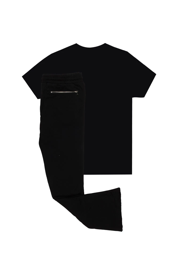 MENS TRACK SETS BERLIN T-SHIRT STACKED FLARE TRACKSET-BLACK 9 MENS TRACK SETS BERLIN T-SHIRT STACKED FLARE TRACKSET-BLACK