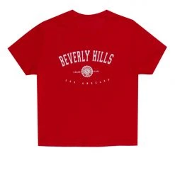 WOMENS TEES BEVERLY HILLS CROP TEE-RED Best Seller