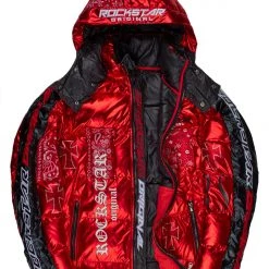 MENS OUTERWEAR BICKS PATCHWORK PUFFER JACKET-RED
