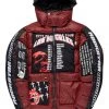 MENS OUTERWEAR BISHOP GRAPHIC PUFFER JACKET-RED/BLACK Jackets & Outerwear