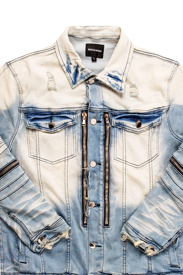 MENS DENIM JACKETS BK BIKER JACKET- LIGHT BLUE 2 MENS DENIM JACKETS BK BIKER JACKET- LIGHT BLUE
