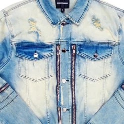 MENS DENIM JACKETS BK BIKER JACKET- DARK BLUE