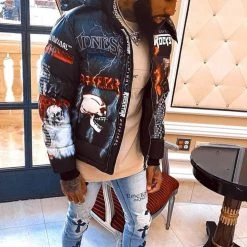 MENS OUTERWEAR Black Nash Graphic Print Puffer Jacket