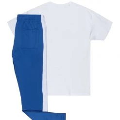 MENS TRACK SETS AUDACIO T-SHIRT/JOGGER SET-WHITE/BLUE 7 MENS TRACK SETS AUDACIO T-SHIRT/JOGGER SET-WHITE/BLUE