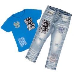 BOYS DENIM SETS BOYS DRAX T-SHIRT/JEAN SET-BLUE New Arrivals