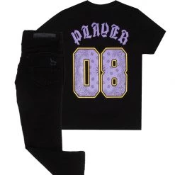 BOYS DENIM SETS New Arrivals BOYS FENRITH T-SHIRT/JEAN SET-BLACK