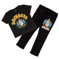 BOYS DENIM SETS BOYS FINNLEE T-SHIRT/JEAN SET-BLACK New Arrivals