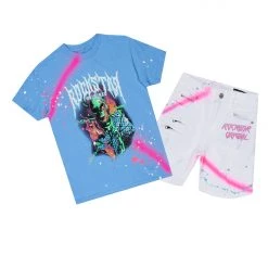 BOYS DENIM SETS New Arrivals BOYS ODDVAR DENIM SHORT SET-BLUE