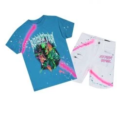 BOYS DENIM SETS New Arrivals BOYS ODDVAR DENIM SHORT SET-SKY BLUE