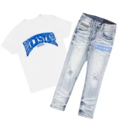 BOYS DENIM SETS BOYS TYRIAN T-SHIRT/JEAN SET-WHITE New Arrivals